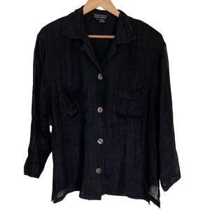 VTG  Ann May Womens Sheer Silk Button Front Blouse Size Small Long Sleeve Classy